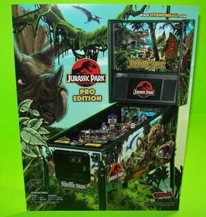 Jurassic Park Pinball FLYER Original Game Ready To Frame Dinosaur Artwork Promo
